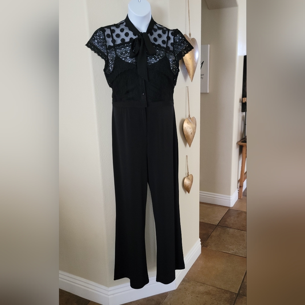 BETSEY JOHNSON Cap Sleeve Black Tie Jumpsuit Black size 14 - Picture 16 of 16